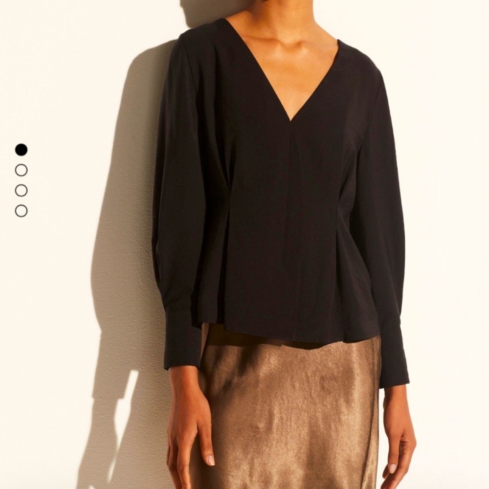 Vince fitted v-neck black blouse